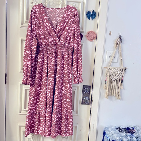 NEW: Ladies Flirty Bohemian Floral Printed V-Neck LongSleeves Midi Dress 3X - Picture 2 of 15